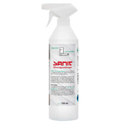 Sanite Mineralglasreiniger in weißer Sprühflasche, 750 ml.