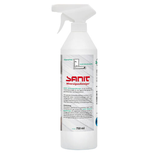 Sanite Mineralglasreiniger in weißer Sprühflasche, 750 ml.